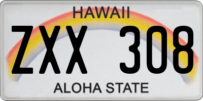 HI license plate ZXX308