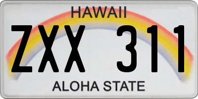 HI license plate ZXX311