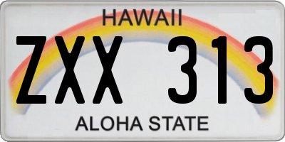HI license plate ZXX313