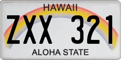 HI license plate ZXX321