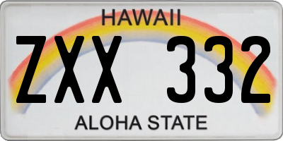 HI license plate ZXX332