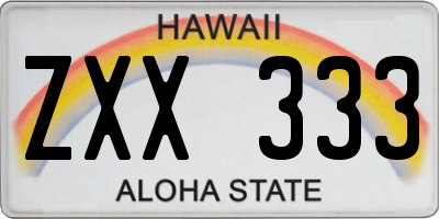 HI license plate ZXX333