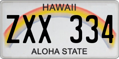 HI license plate ZXX334