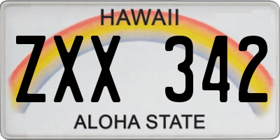 HI license plate ZXX342