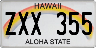 HI license plate ZXX355