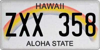 HI license plate ZXX358