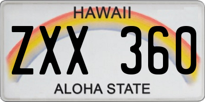 HI license plate ZXX360