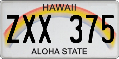 HI license plate ZXX375