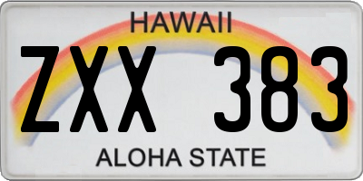 HI license plate ZXX383