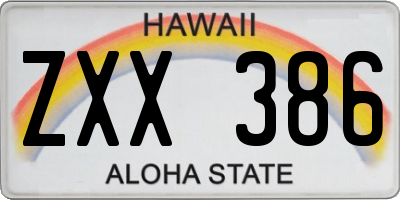 HI license plate ZXX386