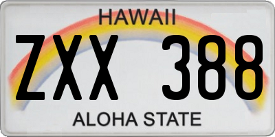 HI license plate ZXX388