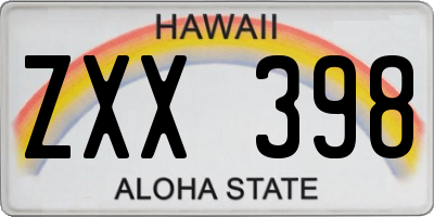 HI license plate ZXX398