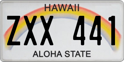 HI license plate ZXX441