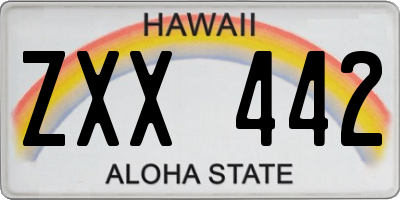 HI license plate ZXX442