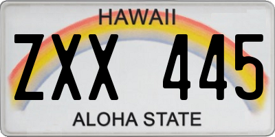 HI license plate ZXX445