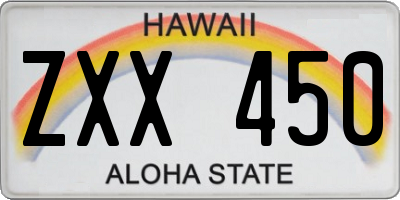 HI license plate ZXX450