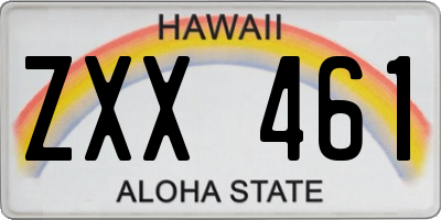 HI license plate ZXX461
