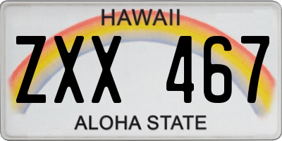 HI license plate ZXX467