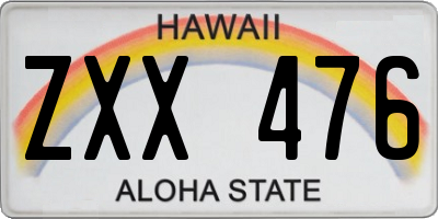 HI license plate ZXX476