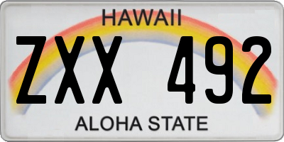 HI license plate ZXX492