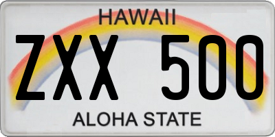 HI license plate ZXX500