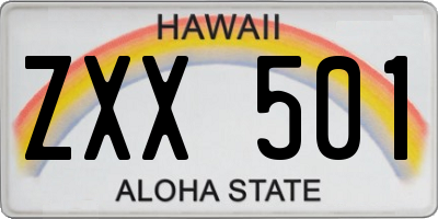 HI license plate ZXX501