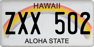 HI license plate ZXX502