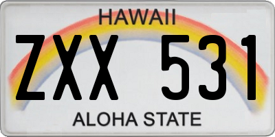 HI license plate ZXX531
