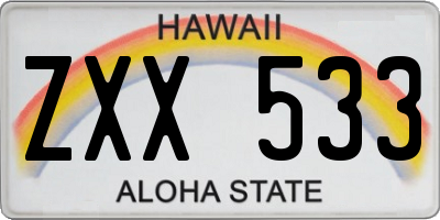 HI license plate ZXX533