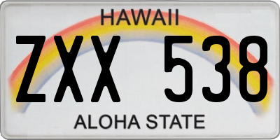 HI license plate ZXX538