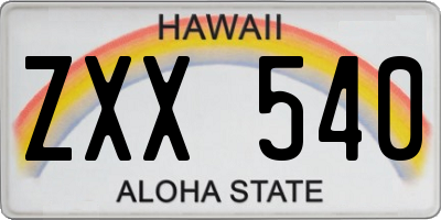 HI license plate ZXX540
