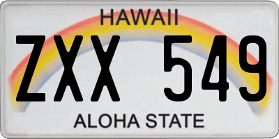 HI license plate ZXX549