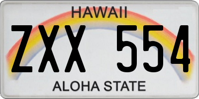 HI license plate ZXX554