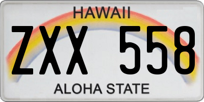 HI license plate ZXX558