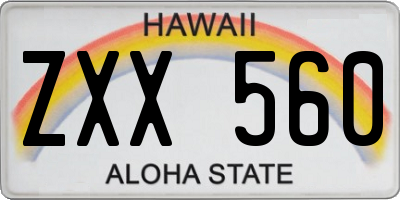 HI license plate ZXX560
