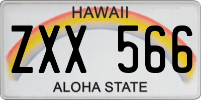 HI license plate ZXX566