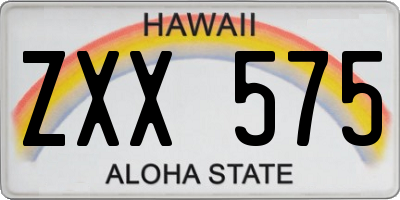 HI license plate ZXX575