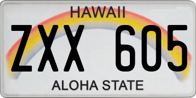 HI license plate ZXX605