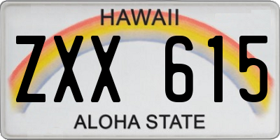 HI license plate ZXX615