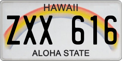 HI license plate ZXX616