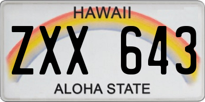 HI license plate ZXX643