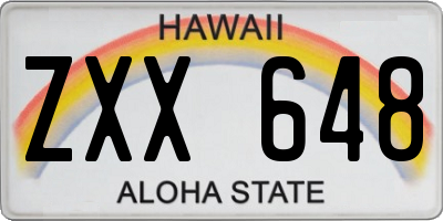 HI license plate ZXX648