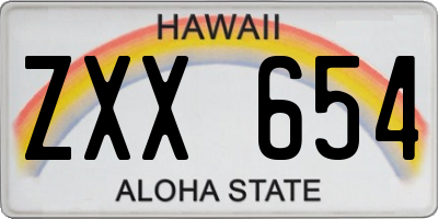 HI license plate ZXX654