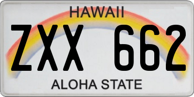 HI license plate ZXX662