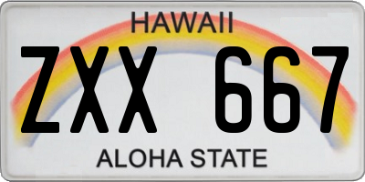 HI license plate ZXX667
