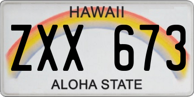 HI license plate ZXX673