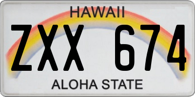 HI license plate ZXX674