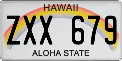 HI license plate ZXX679