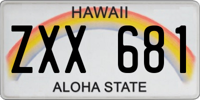 HI license plate ZXX681
