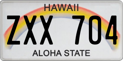 HI license plate ZXX704